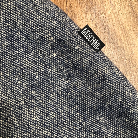 Vintage MOSCHINO Blue Tweed Skirt. Wool A line skirt. - Picture 4 of 5